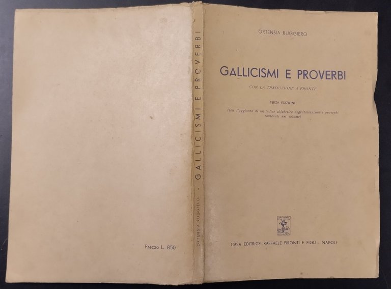 GALLICISMI E PROVERBI traduzione fronte di Ruggiero 1949 Pironti Libro …