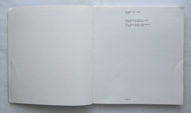 GARIBALDI ARTE E STORIA 1982 Centro Di Libro Catalogo Mostra …