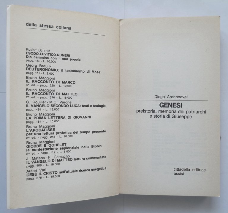 GENESI di Diego Arenhoevel 1987 Cittadella libro storia memoria patriarch …