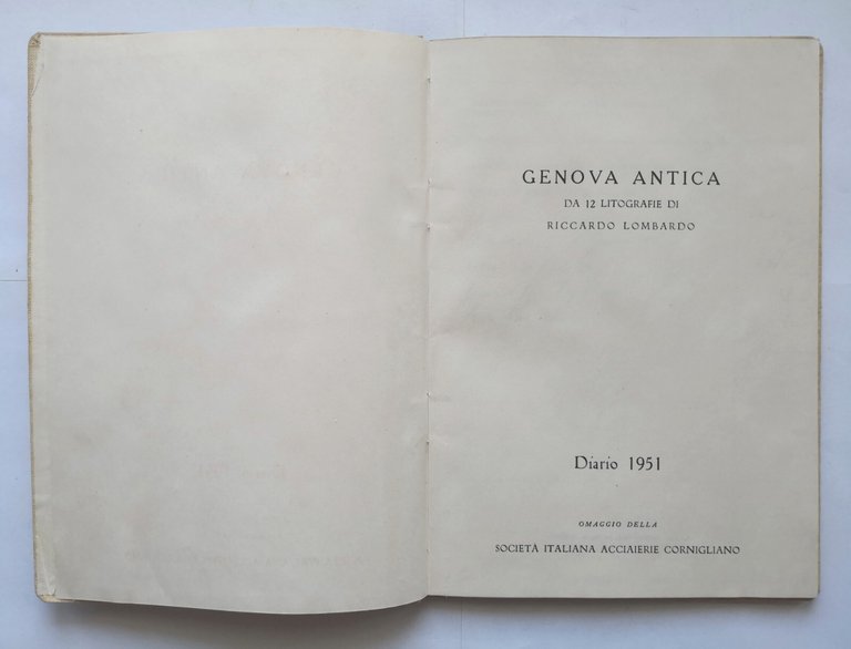 GENOVA ANTICA 1951 Società Italiana Acciaierie Cornigliano libro agenda