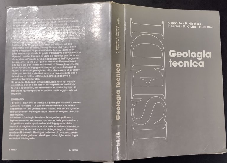 GEOLOGIA TECNICA PER INGEGNERI E GEOLOGI di Ippolito Nicotera 1988 …