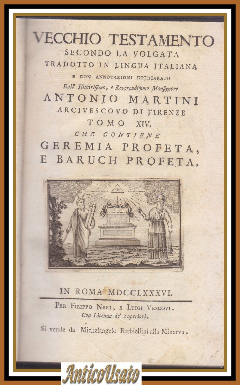GEREMIA E BARUCH PROFETA 1786 Bibbia antica Monsignor Martini Libro …