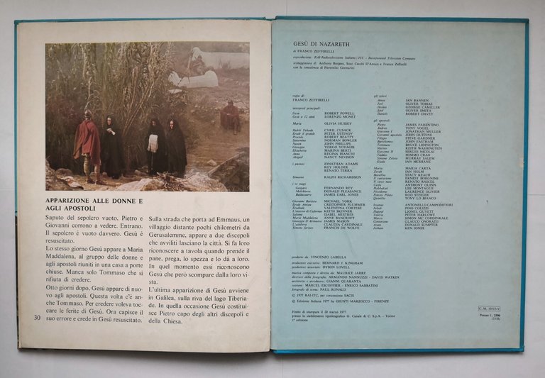 GESÙ DI NAZARET dal film Franco Zeffirelli 1977 Giunti Marzocco …
