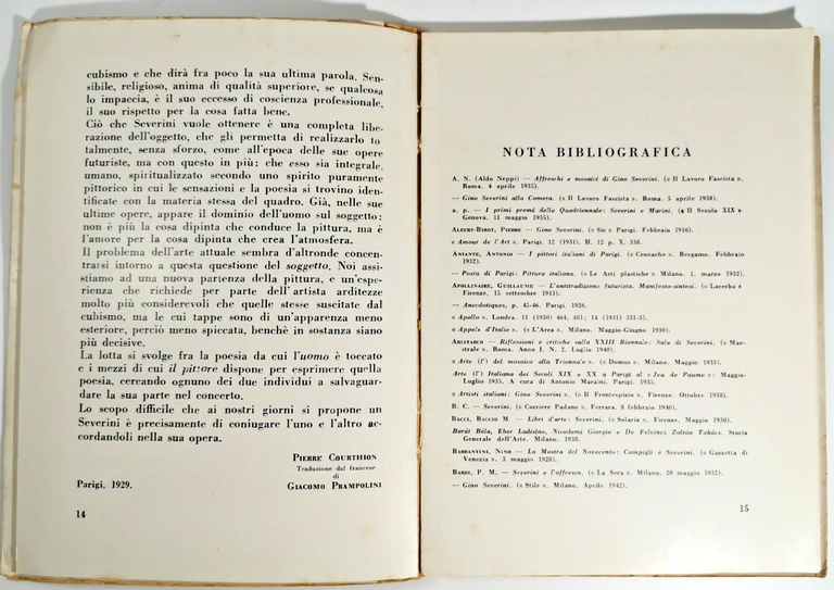 GINO SEVERINI di Pierre Courthion 1946 Hoepli Editore Arte Moderna …
