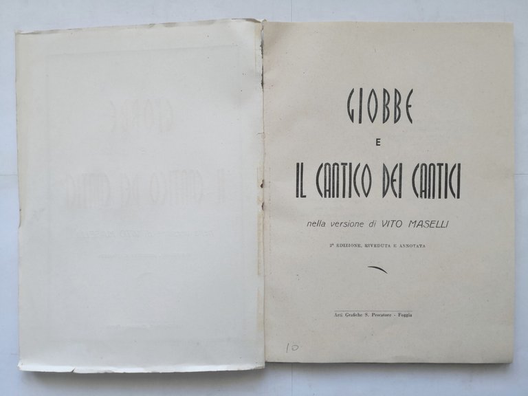 GIOBBE E IL CANTICO DEI CANTICI nella versione di Vito …