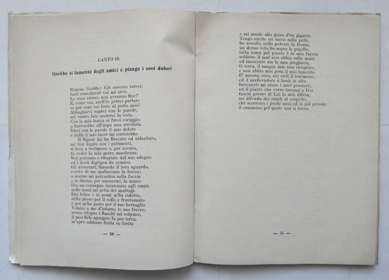 GIOBBE E IL CANTICO DEI CANTICI nella versione di Vito …