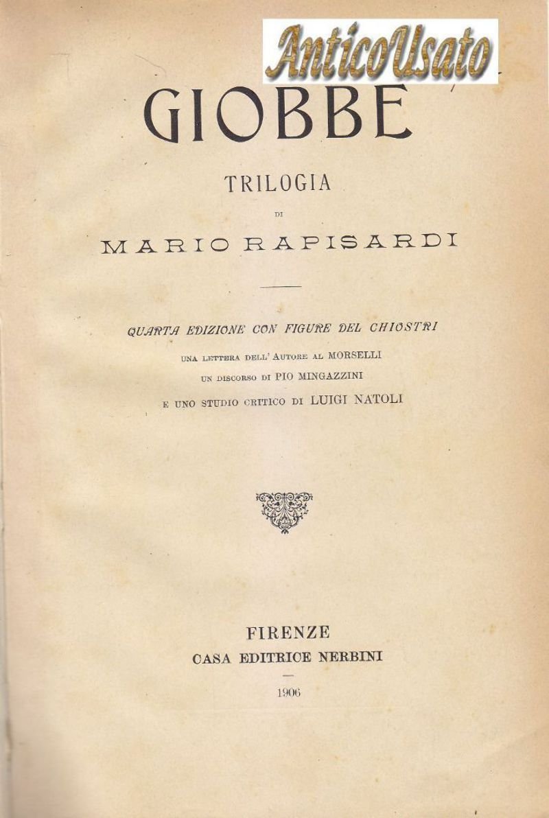 GIOBBE trlogia di Mario Rapisardi 1906 Nerbini illustrato Carlo Chiostri …