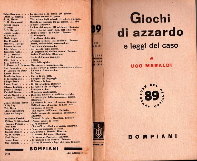 GIOCHI DI AZZARDO E LEGGI DEL CASO Ugo Maraldi 1953 …