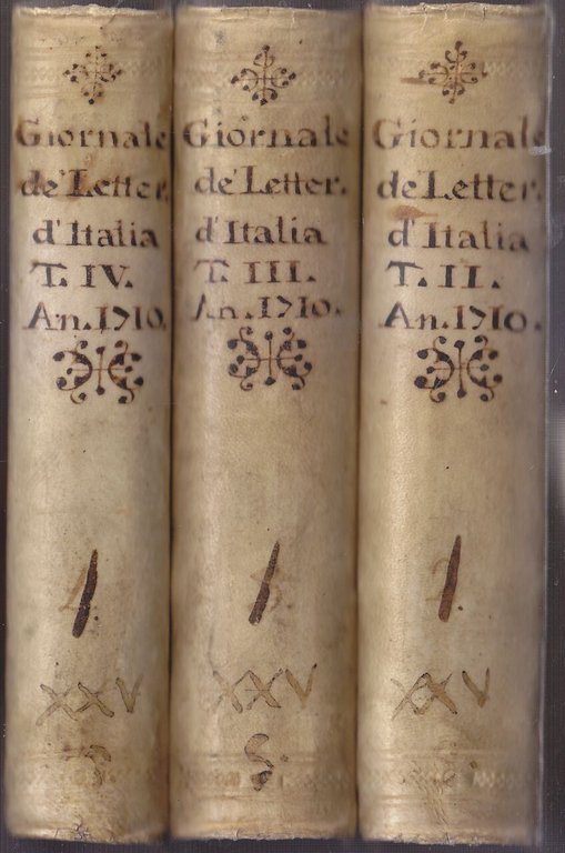 GIORNALE DE LETTERATI D'ITALIA Tomi 2 - 3 - 4 …