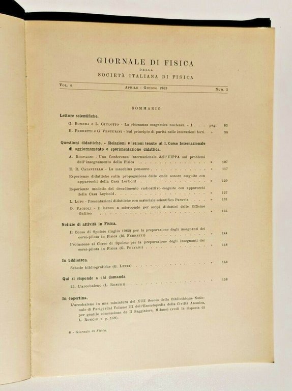 GIORNALE DI FISICA della società italiana 1963 anno VII numero …