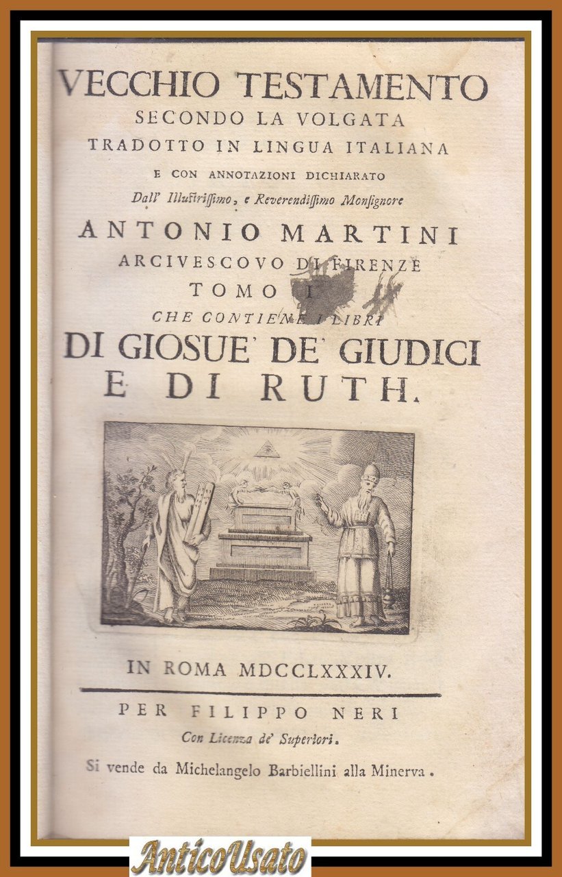 GIOSUÈ DÈ GIUDICI E RUTH 1786 Bibbia antica Monsignor Martini …