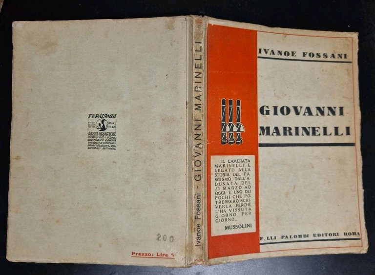 GIOVANNI MARINELLI Di Ivanoe Fossani 1932 fratelli Palombi libro fascismo