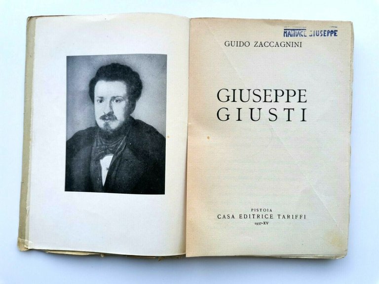 GIUSEPPE GIUSTI UOMO IL POETA PATRIOTA di Guido Zaccagnini 1937 …