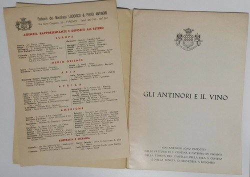 GLI ANTINORI E IL VINO bacco in Toscana libretto pubblicitario …