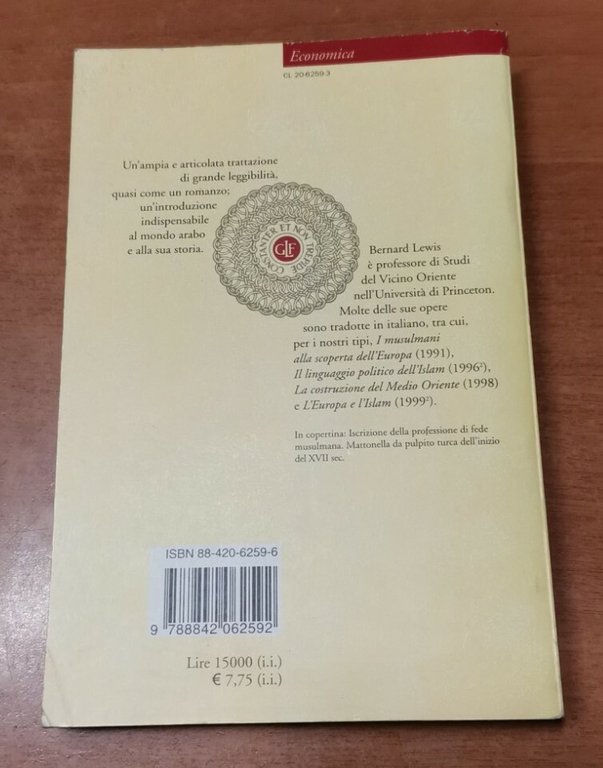GLI ARABI NELLA STORIA di Bernard Lewis 2001 Laterza libro
