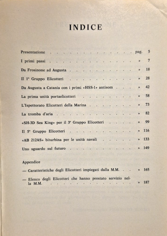 GLI ELICOTTERI DELLA MARINA MILITARE di Giuseppe Iacono 1981 Libro