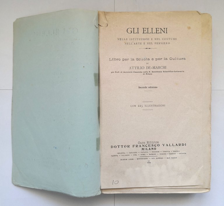 GLI ELLENI costume pensiero di Attilio De Marchi 1924 Francesco …