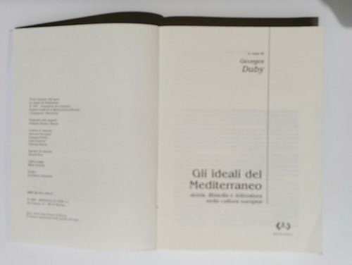 GLI IDEALI DEL MEDITERRANEO a cura di Georges Duby libro …