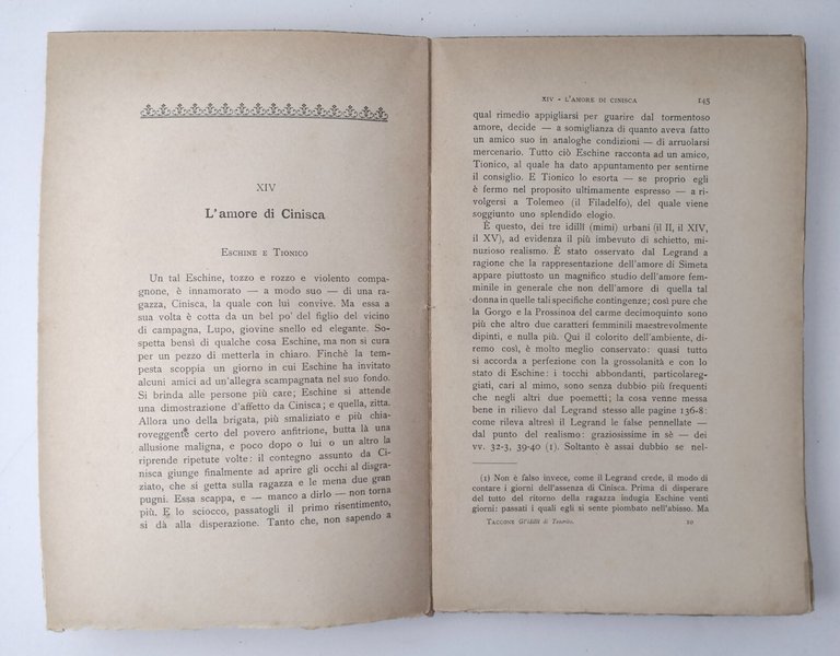 GLI IDILLI DI TEOCRITO tradotti da Angelo Taccone 1914 Fratelli …