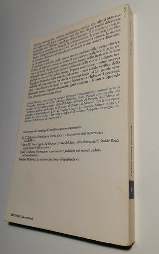 GLI INCA profilo storico antropologico di una civiltà di Metraux …