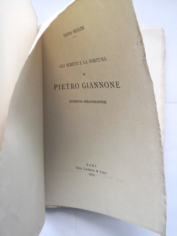GLI SCRITTI E LA FORTUNA DI PIETRO GIANNONE Fausto Nicolini …