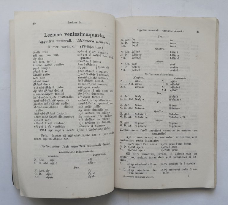 GRAMMATICA ELEMENTARE DELLA LINGUA ALBANESE di Angelo Leotti 1915 Groos …