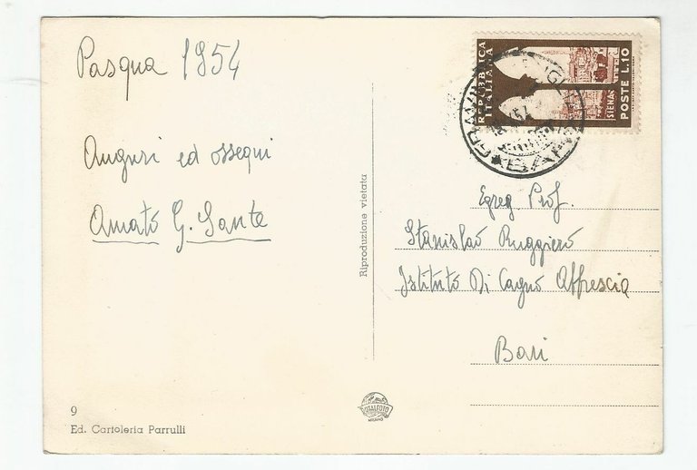 GRAVINA DI PUGLIA Corso Vittorio Emanuele Cartolina viaggiata 1954 Bari …