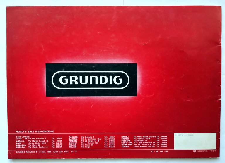 GRUNDIG IL PROGRAMMA 1969 1970 Numero 2 Eurographik catalogo brochure …
