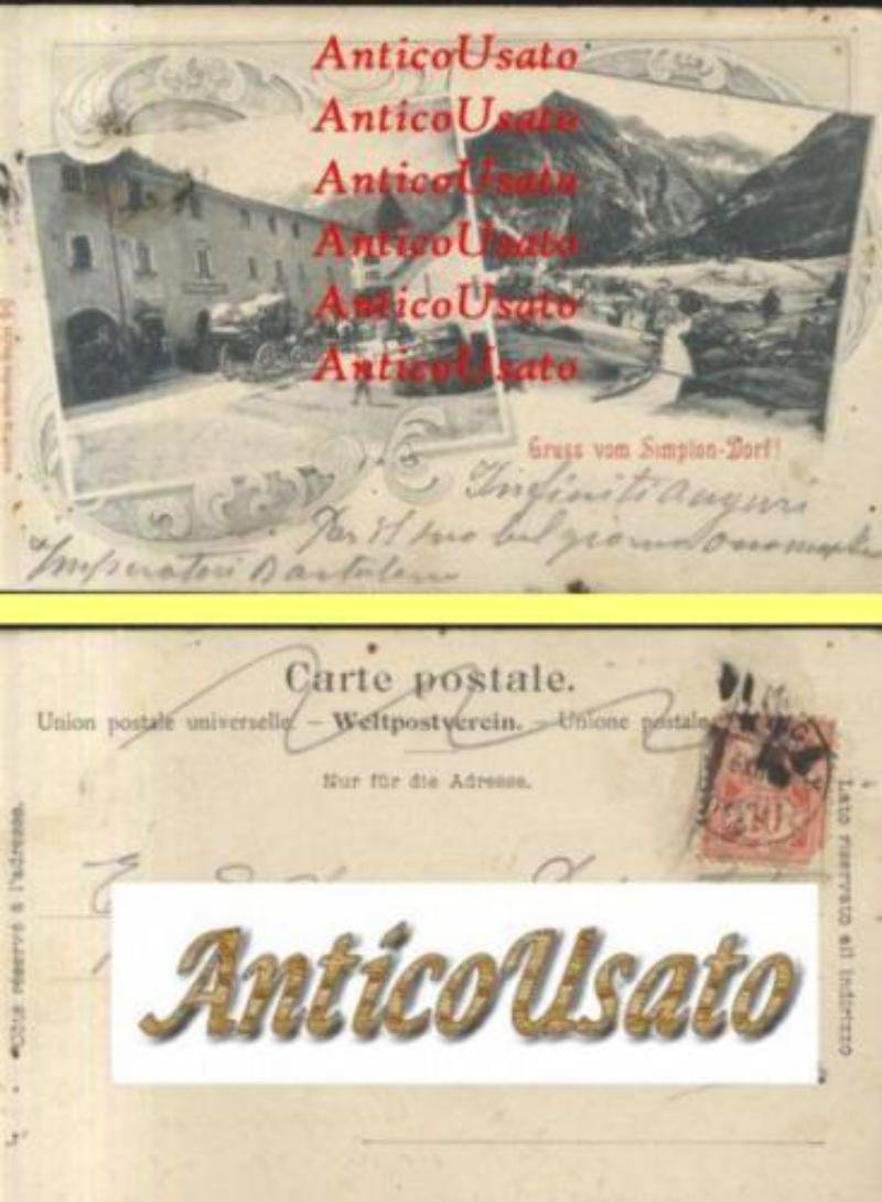 GRUSS VOM SIMPLON DORF cartolina viaggiata weltpostvere primi del '900 …