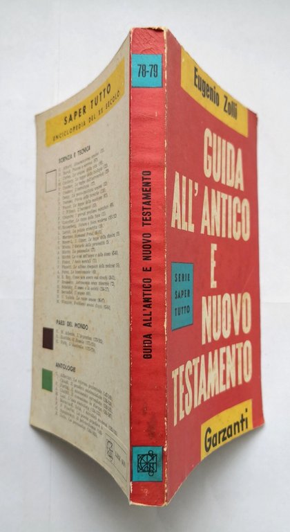 GUIDA ALL'ANTICO E NUOVO TESTAMENTO di Eugenio Zolli 1960 Garzanti …