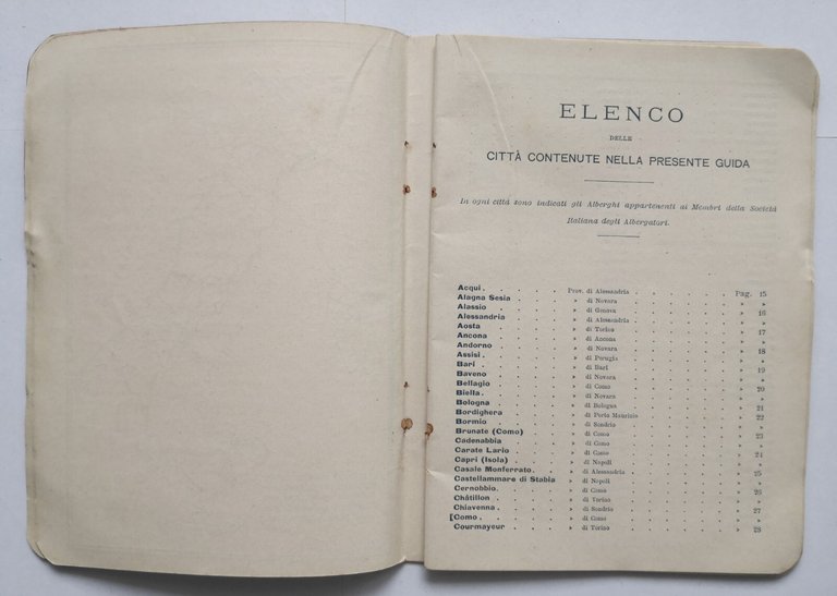 GUIDA DEL VIAGGIATORE IN ITALIA Societa Italiana degli Albergatori libro …