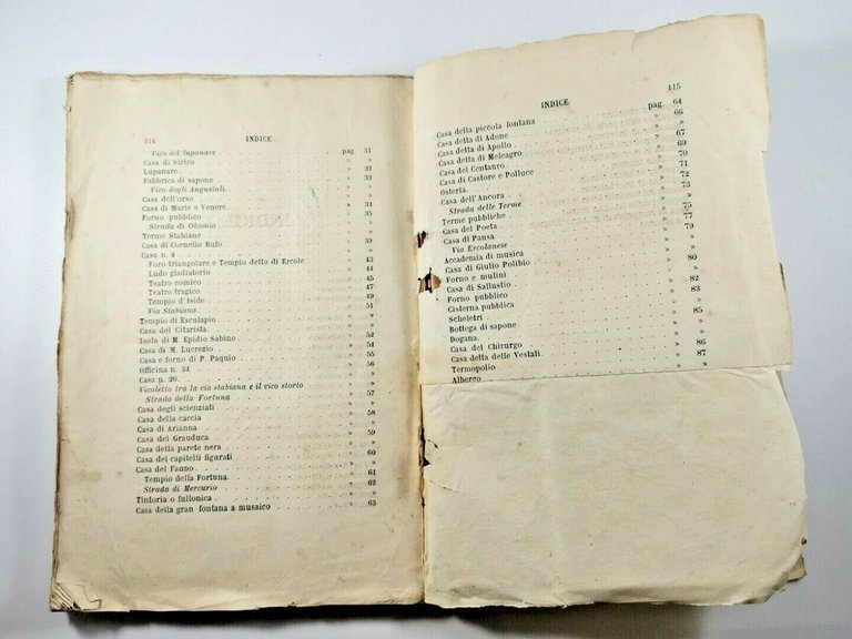 GUIDA DI POMPEI con PIANTA TOPOGRAFICA scavi 1869 Napoli libro …