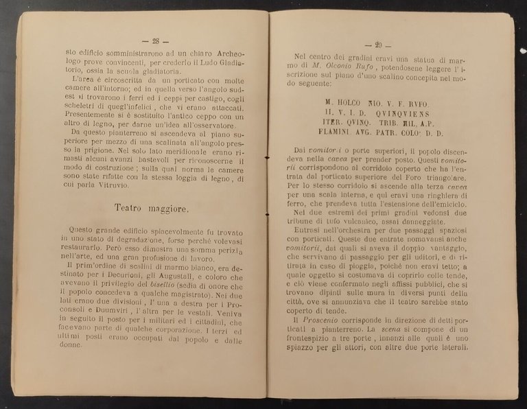 GUIDA DI POMPEI di Nicola Pagano 1881 Tipografia pompeian, tiipoScafati …