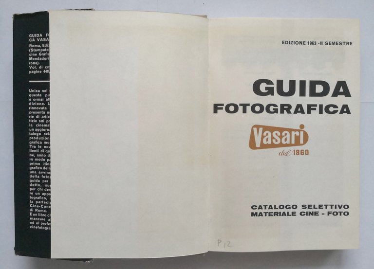 GUIDA FOTOGRAFICA VASARI catalogo materiale cine foto 1963 II semestre …