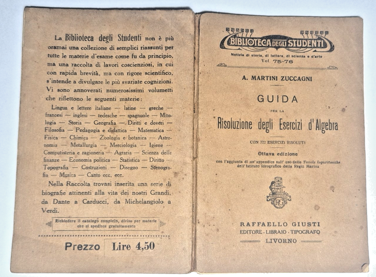 GUIDA RISOLUZIONE DEGLI ESERCIZI ALGEBRA di A Martini Zuccagni 1933 … | Immagine Gallery 3
