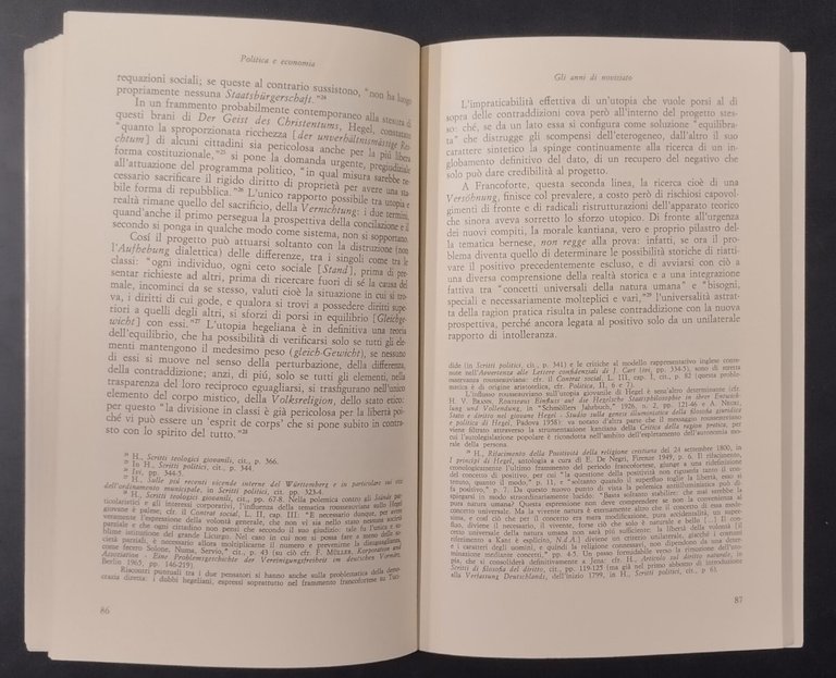HEGEL POLITICO DEL'ESPERIENZA di Dario Borso 1976 Feltrinelli Libro filosofia