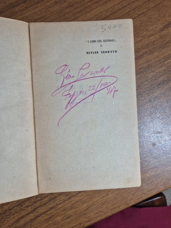 HITLER SEGRETO di Otto Strasser 1944 Donatello De Luigi Libro …