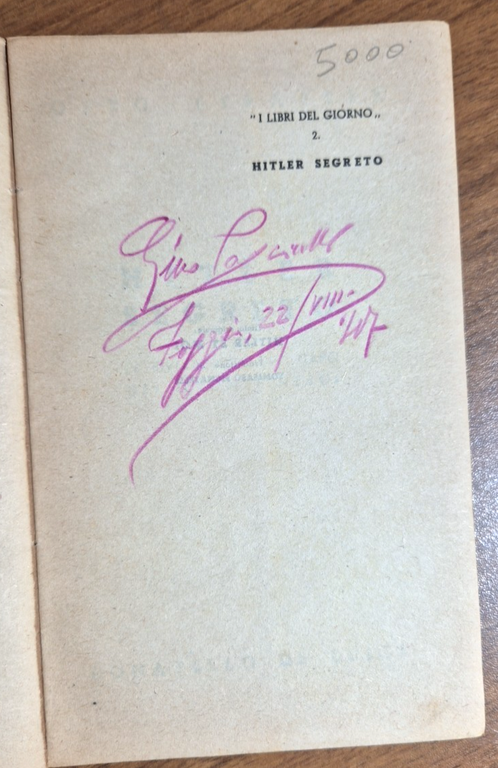 HITLER SEGRETO di Otto Strasser 1944 Donatello De Luigi Libro …
