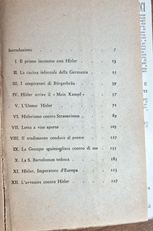 HITLER SEGRETO di Otto Strasser 1944 Donatello De Luigi Libro …