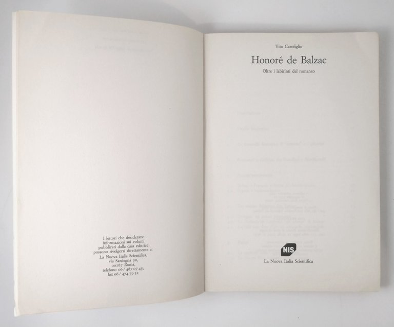 HONORÈ DE BALZAC di Vito Carofiglio 1993 oltre i labirinti …