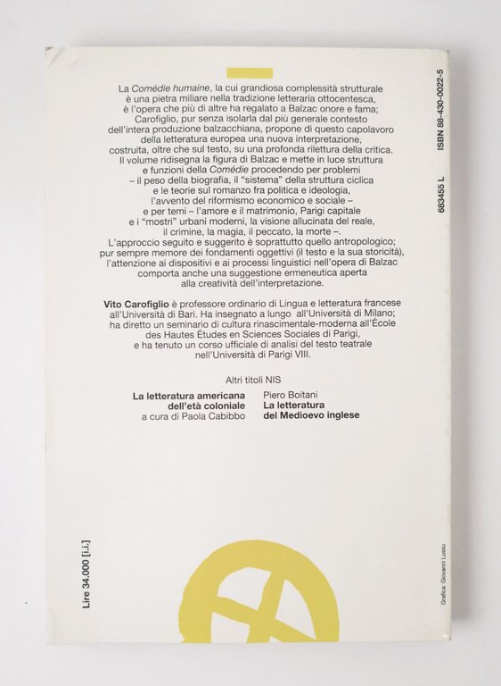 HONORÈ DE BALZAC di Vito Carofiglio 1993 oltre i labirinti …