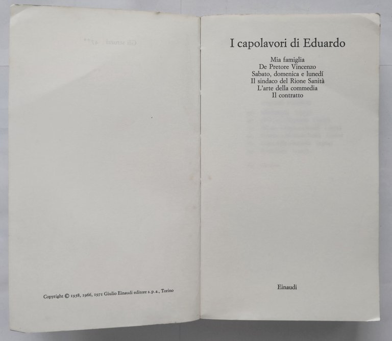 I CAPOLAVORI DI EDUARDO De Filippo volume II 1973 Einaudi …