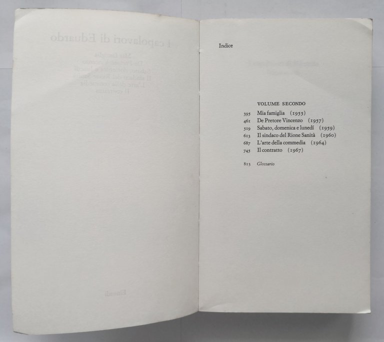 I CAPOLAVORI DI EDUARDO De Filippo volume II 1973 Einaudi …
