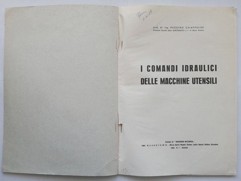 I COMANDI IDRAULICI DELLE MACCHINE UTENSILI di Ruggero Chiappulini Libro …