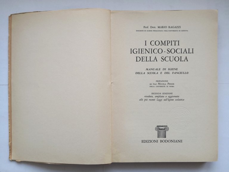 I COMPITI IGIENICO SOCIALI DELLA SCUOLA di Mario Ragazzi 1965 …
