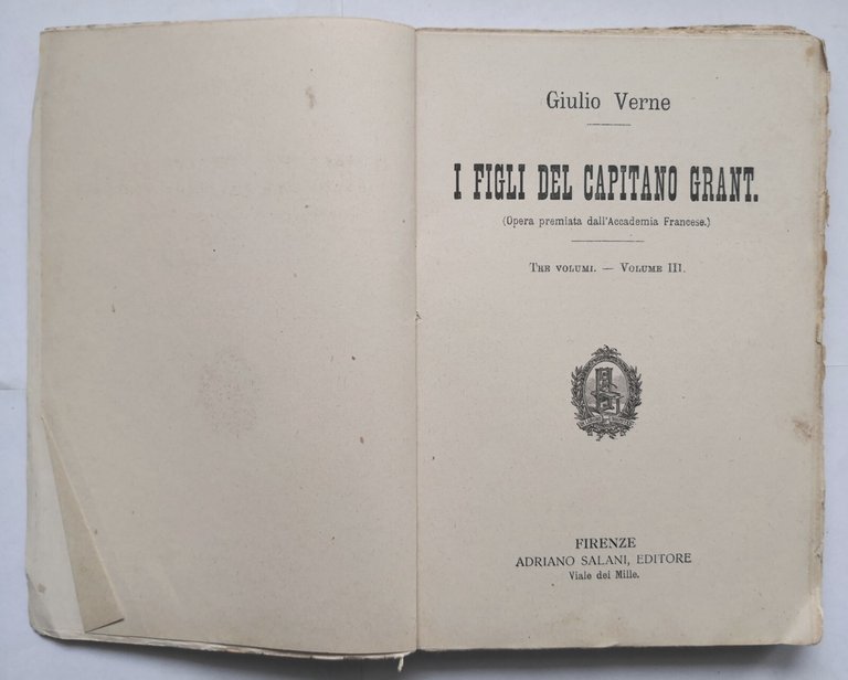 I FIGLI DEL CAPITANO GRANT di Giulio Verne volume III …