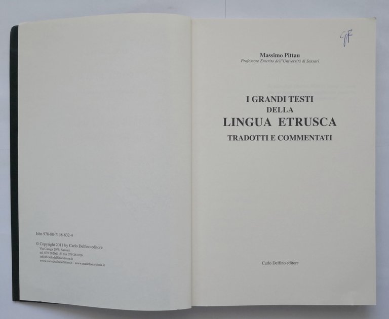 I GRANDI TESTI DELLA LINGUA ETRUSCA di Massimo Pittau 2011 …