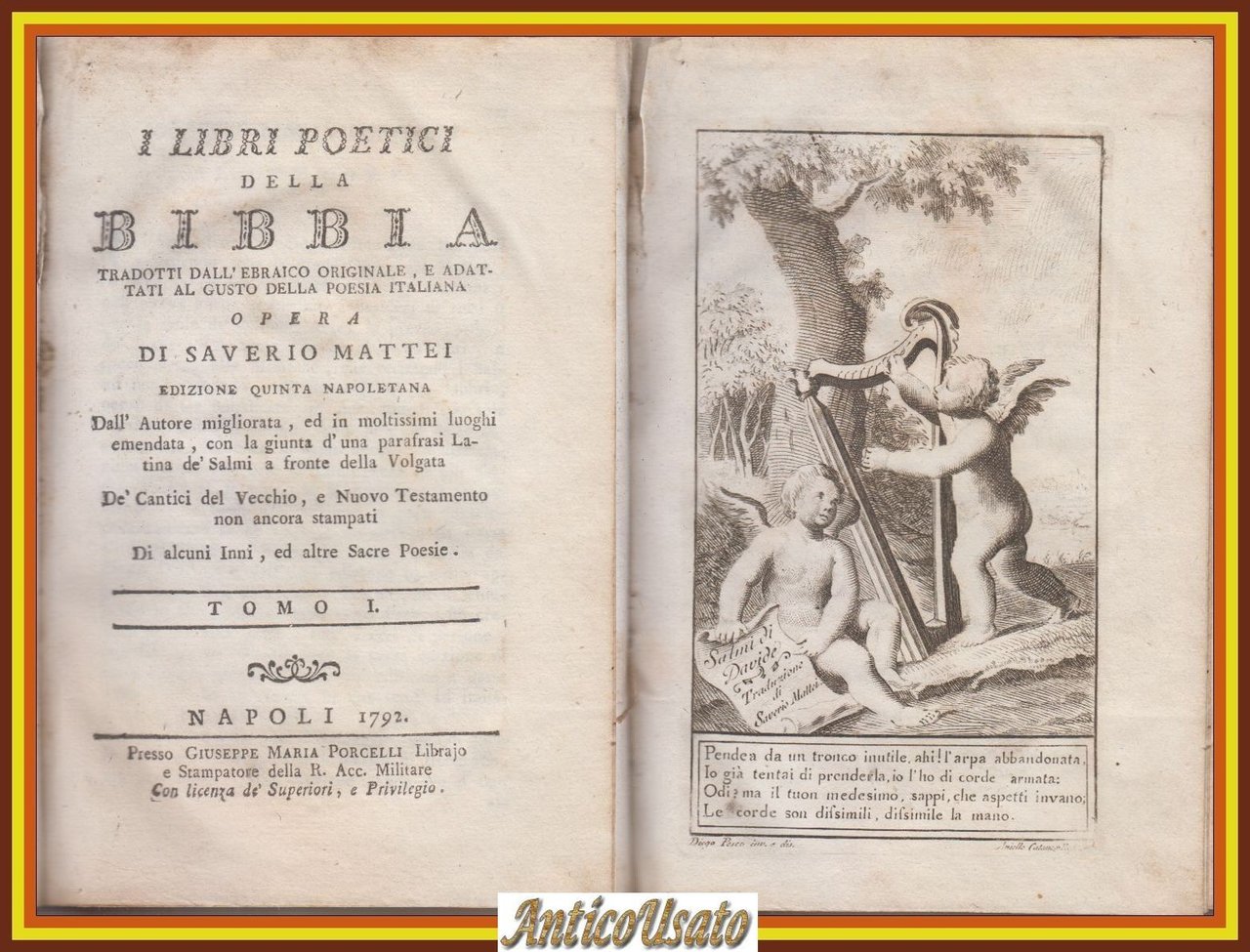 I LIBRI POETICI DELLA BIBBIA Tomo I di Saverio Mattei … | Immagine principale
