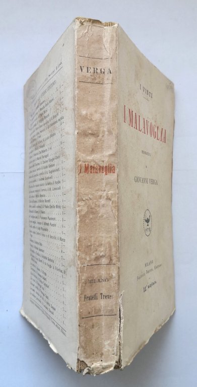 I MALAVOGLIA romanzo di Giovanni Verga 1920 Treves 12 migliaio …