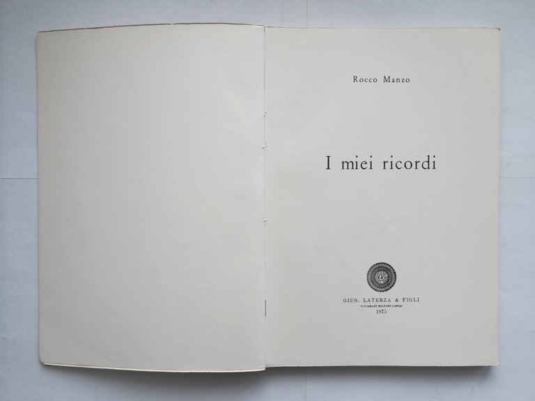 I MIEI RICORDI di Rocco Manzo 1975 Laterza libro biografia …